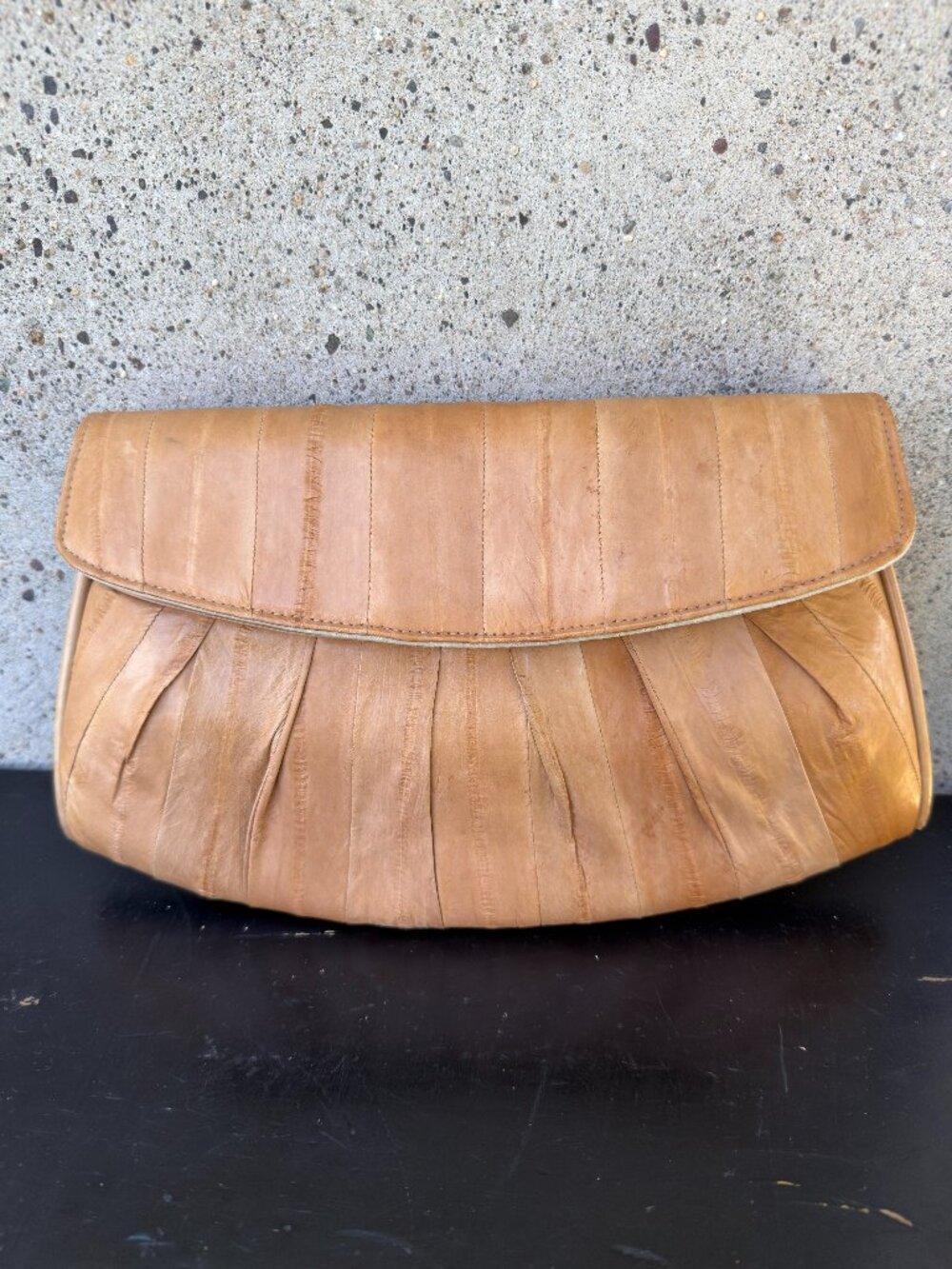 Vintage 80s EEL SKIN Purse Eel Skin Leather Clutch No Strap